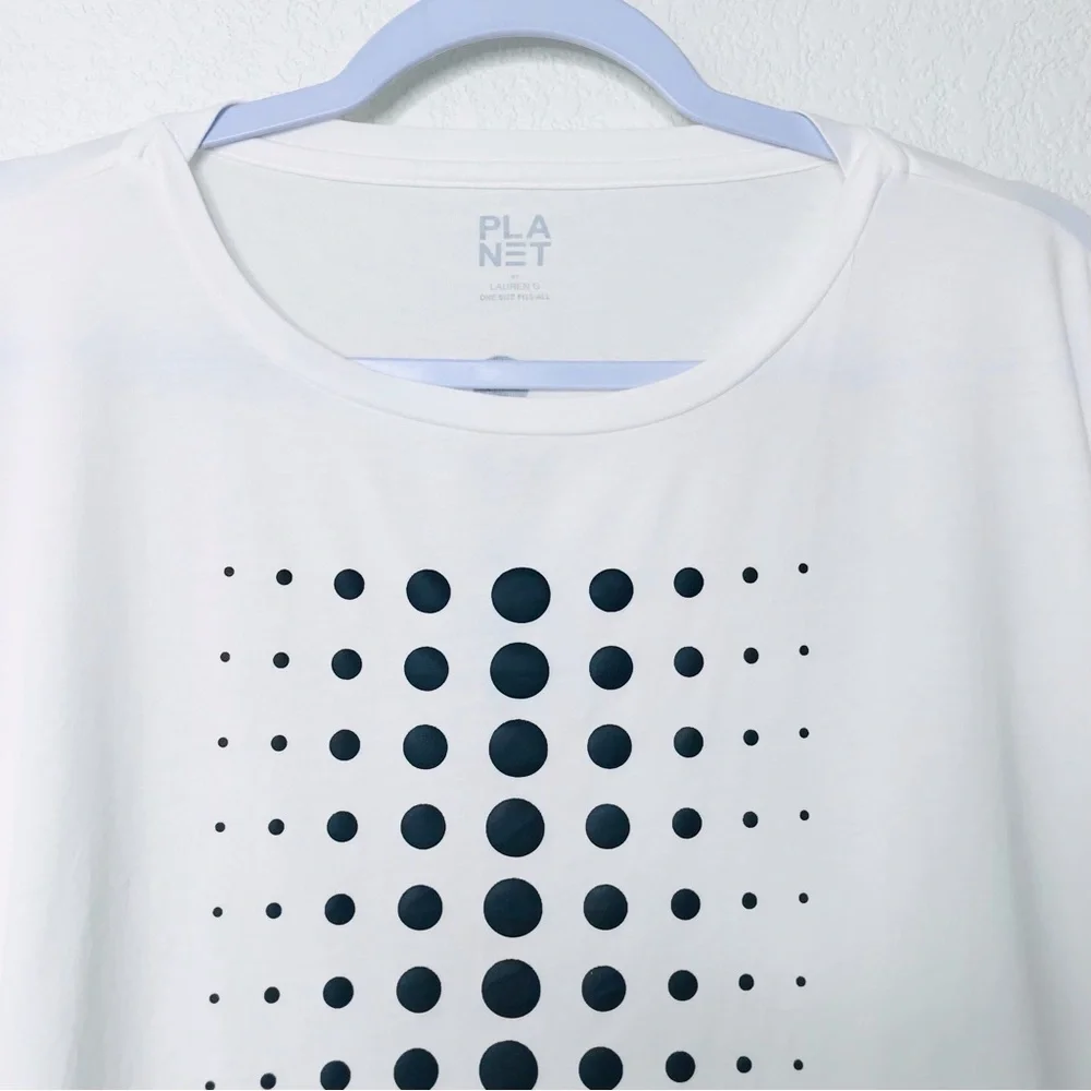 PLANET BY LAUREN G Dot Dot Dot Luxury Boxy T-Shirt White Black - Picture 5 of 13